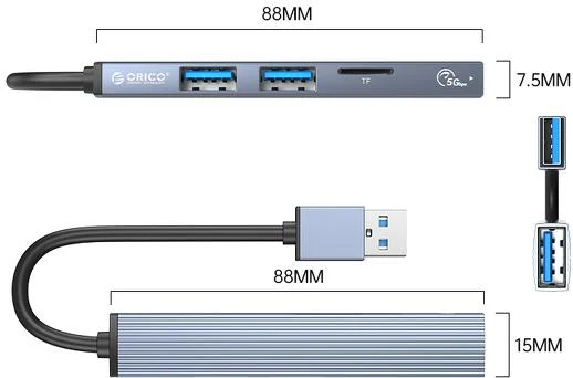Hub USB-A Orico USB 2.0 5Gbps