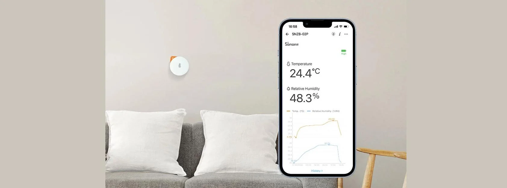 Inteligentny czujnik temperatury i wilgotności ZigBee Sonoff SNZB-02P - zawsze wyjątkowa dokładność wszelkich pomiarów