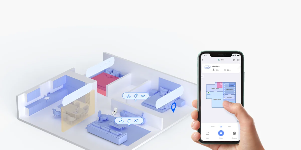 Inteligentny robot sprzątający i mopujący EZVIZ RE4 - łatwo dostosowuj sprzątanie do warunków w swoim domu