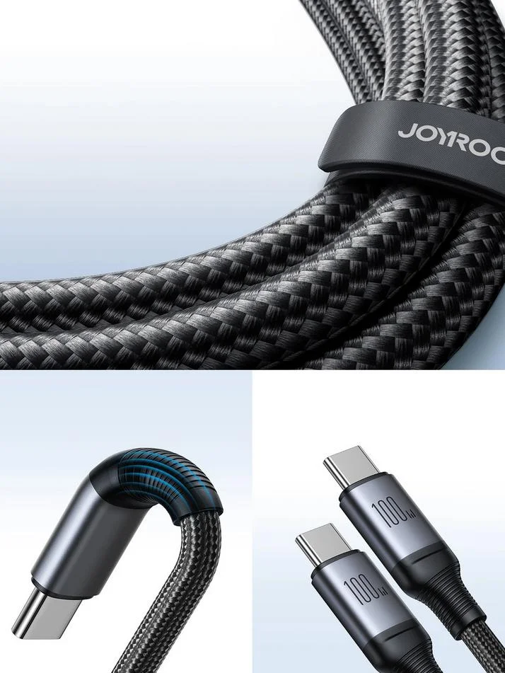 Kabel 2w1 USB-C / 2x USB-C Joyroom Speedy SA21-1T2 150cm 100W w oplocie czarny