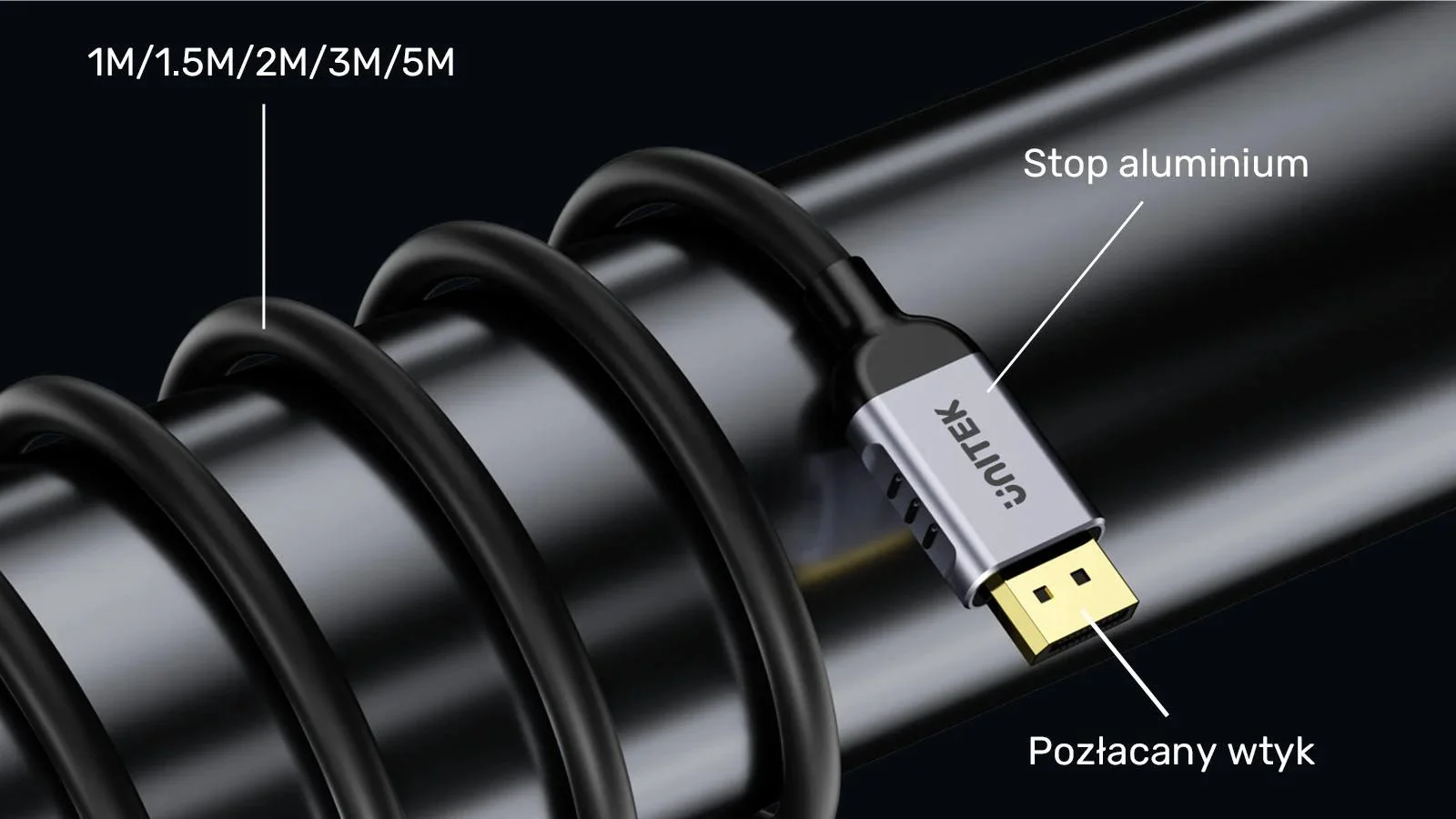 Kabel DisplayPort Unitek 1.4 8k 60hz, 4k 240hz, HDR, HDCP 2.3, DSC 1.2, 3m