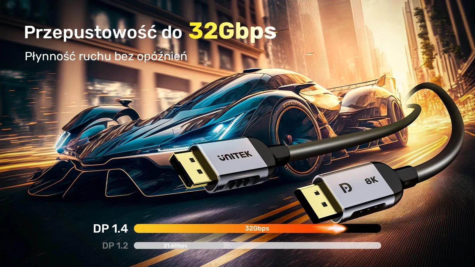 Kabel DisplayPort Unitek 1.4 8k 60hz, 4k 240hz, HDR, HDCP 2.3, DSC 1.2, 5m