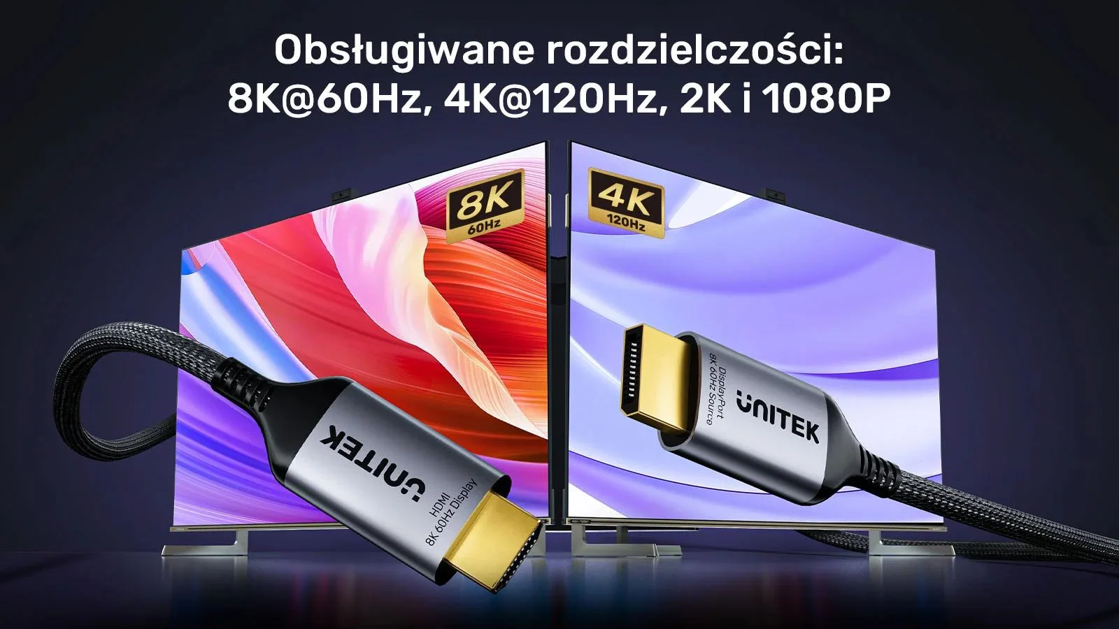 Kabel DisplayPort Unitek 1.4 do HDMI 2.1, 8K, 1,8m