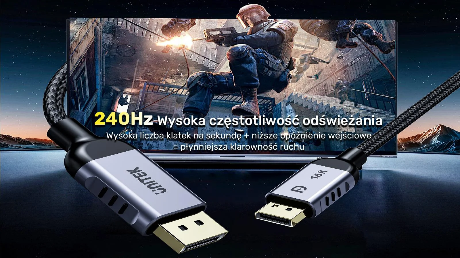 Kabel Displayport Unitek v2.1 3m 8K@120Hz