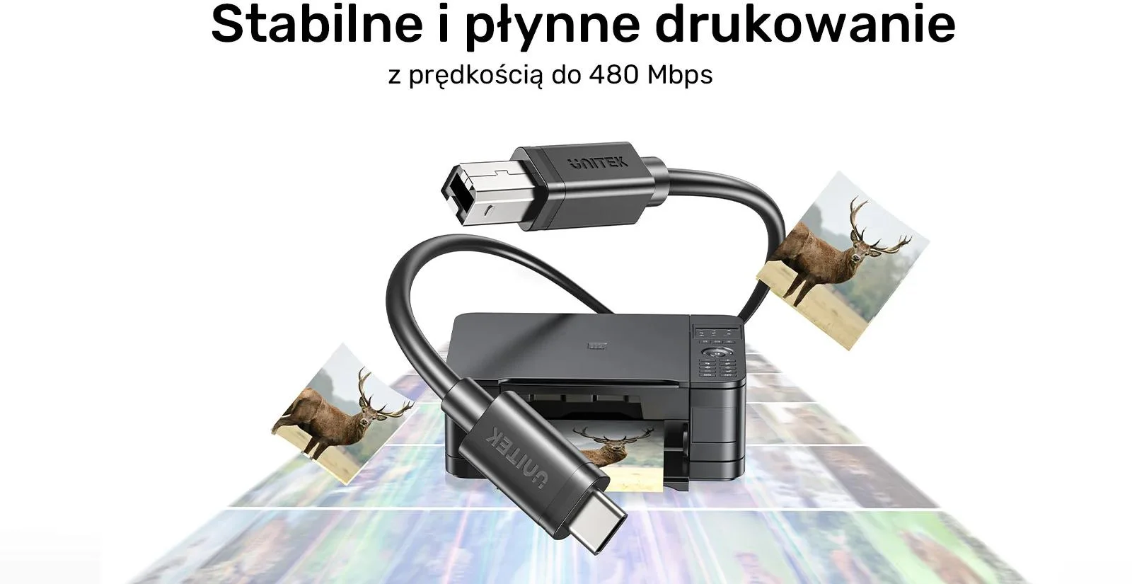 Kabel do drukarki Unitek USB C na USB B 2.0 czarny 5m