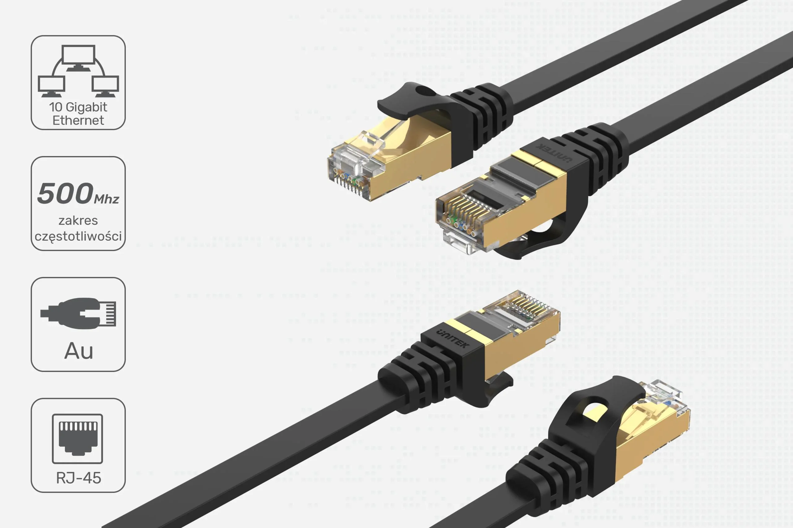 Kabel Ethernet Unitek patchcord cat.7 SSTP (8P8C), RJ-45 LAN, przewód sieciowy 20m, płaski