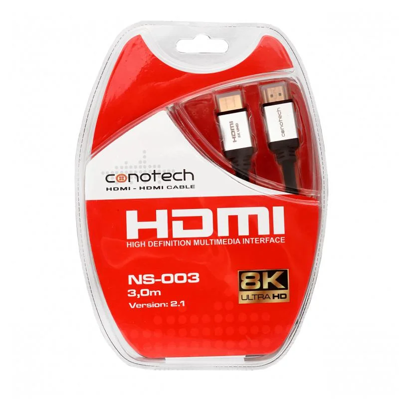 KABEL HDMI 2.1 CONOTECH NS-003: PRZEWÓD ULTRA HD 4K 8K 3m - z wytrzymałym oplotem!
