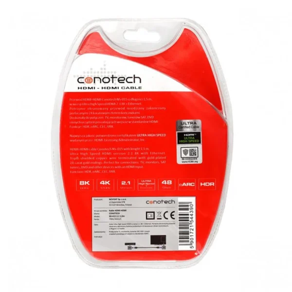 kabel hdmi conotech ns 015 8k ver 21 15m 22770c9190c44a2f9a4f3277a2b9d3ba