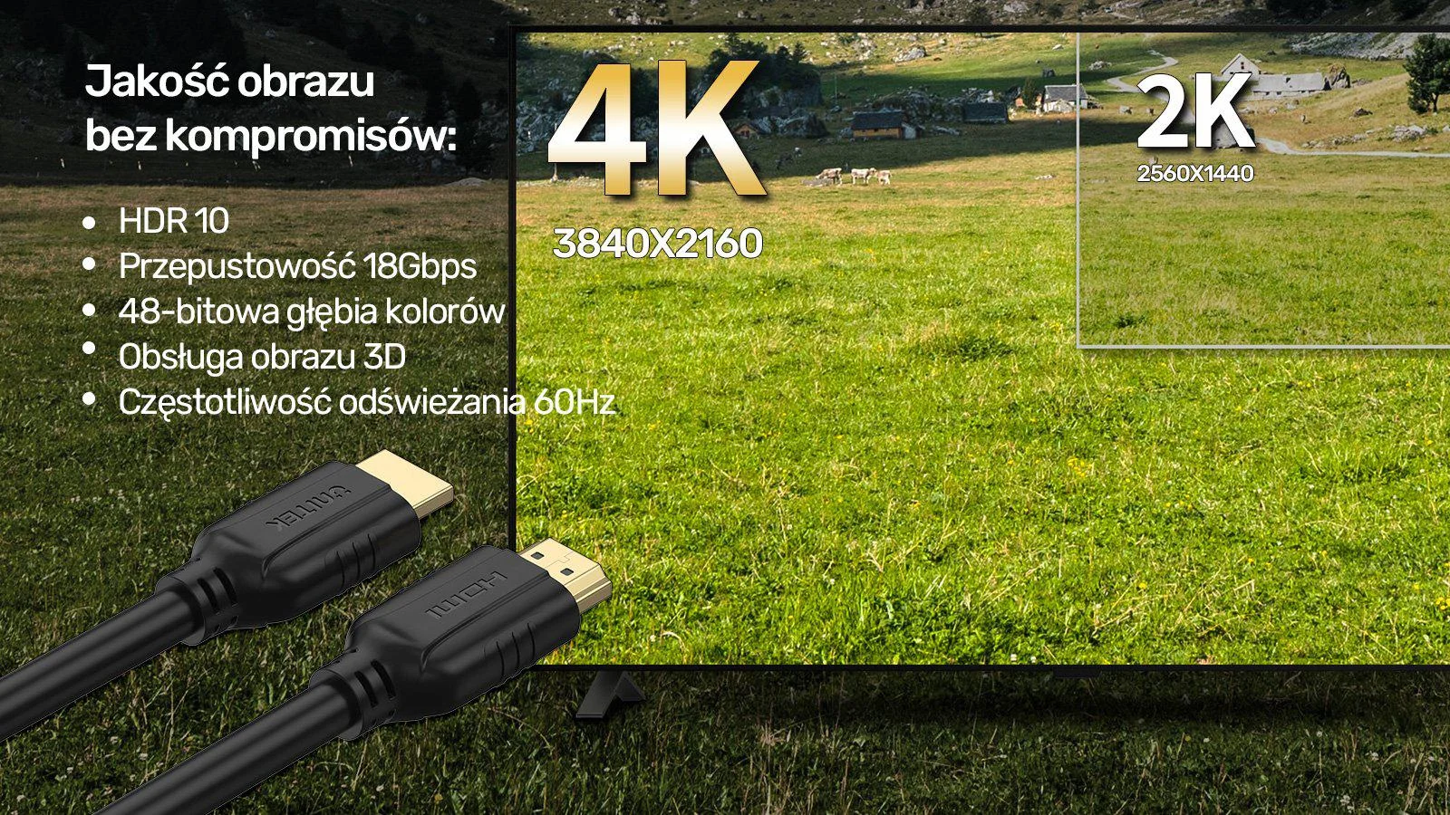 Kabel HDMI Unitek 2.0 4K 60Hz 3m