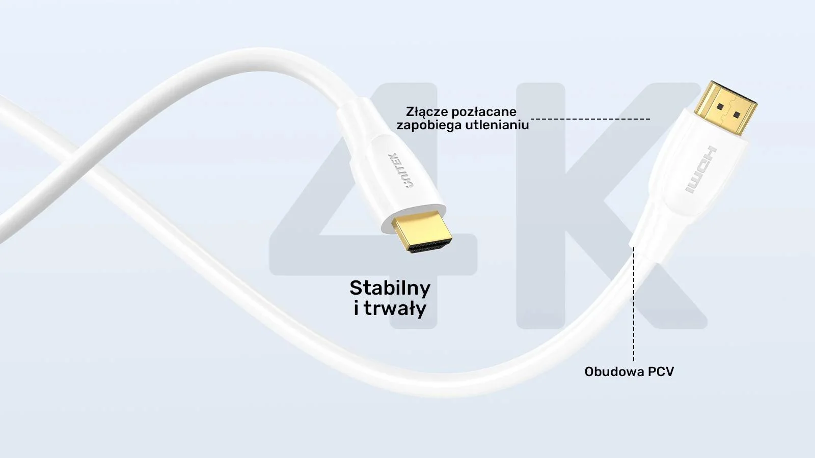 Kabel HDMI Unitek 2.0 4K biały 0,5m