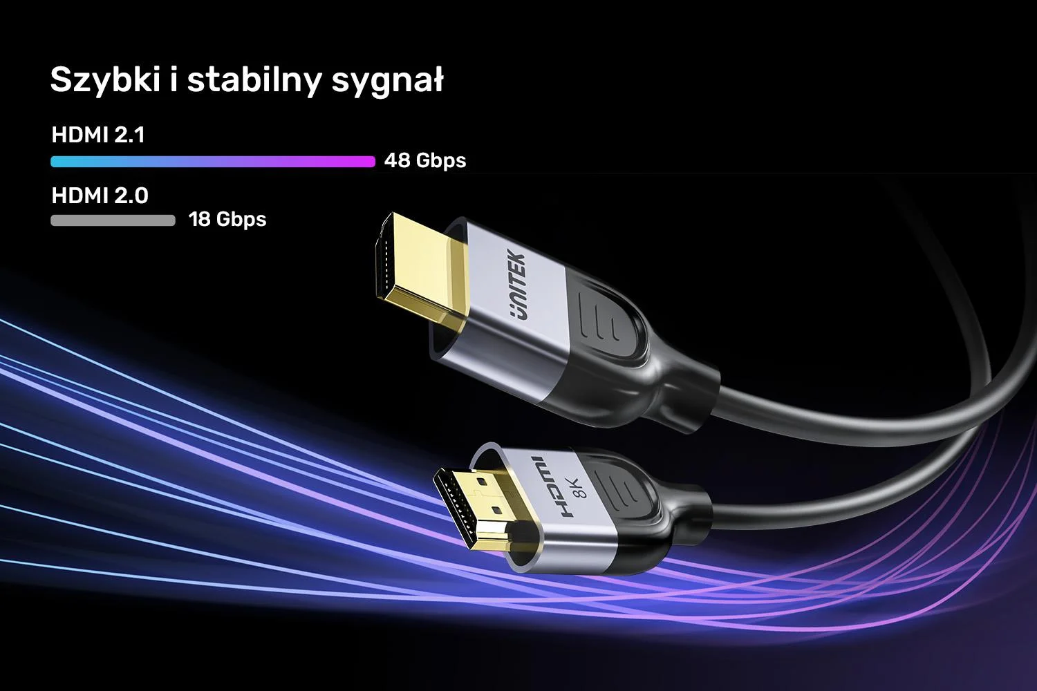 Kabel HDMI Unitek 2.1 8K 60Hz, czarny, 1,5m