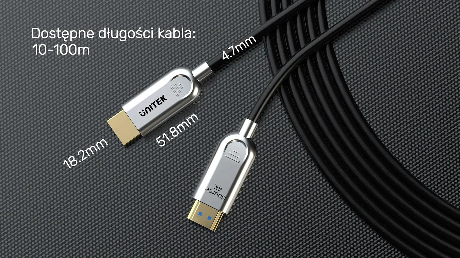 Kabel HDMI Unitek optyczny 2.0 AOC 4K 60Hz 30m