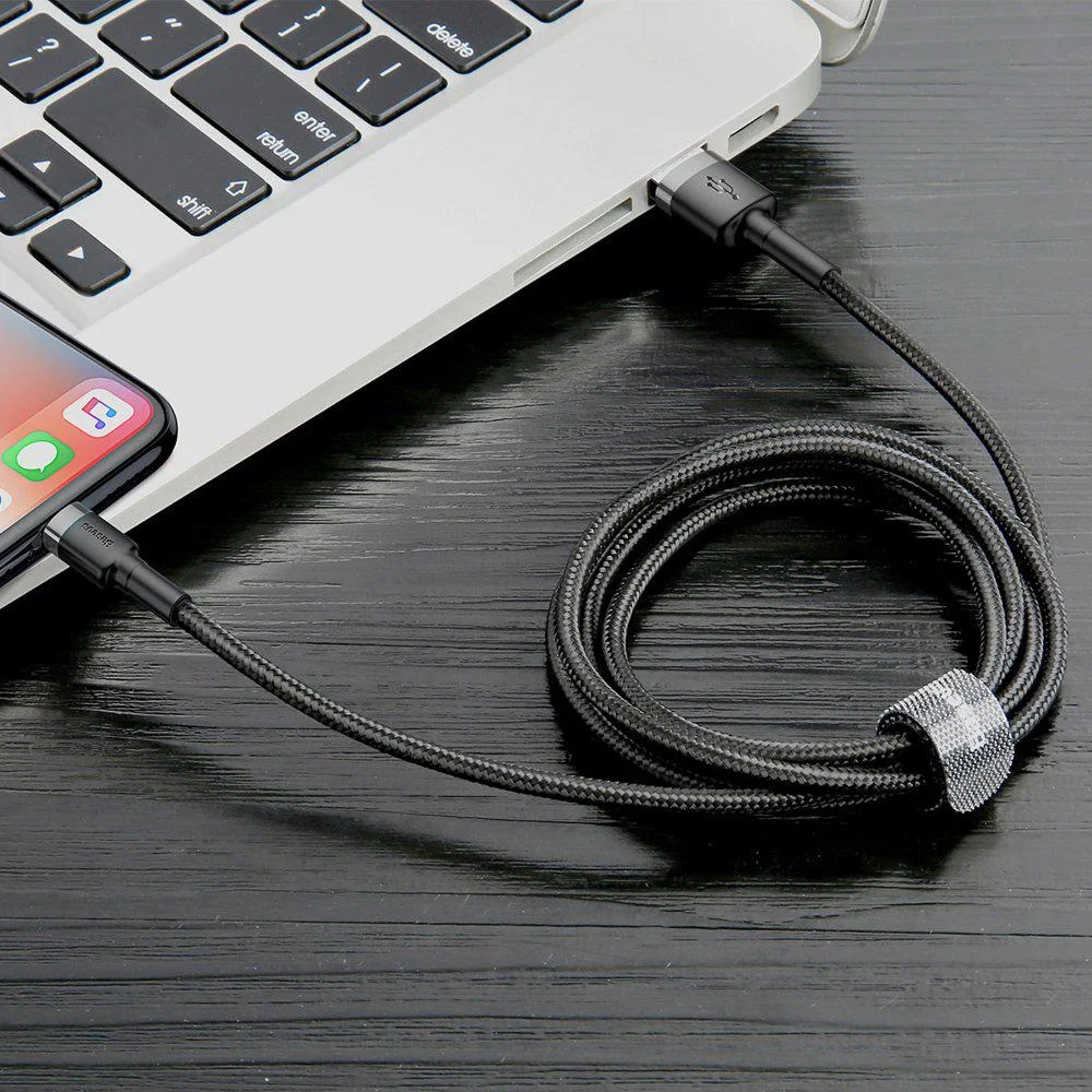 Baseus Cafule Cable – nylonowy kabel USB / Lightning QC 3.0 2.4 A 0,5 m w oplocie trwalszym, niż myślisz!