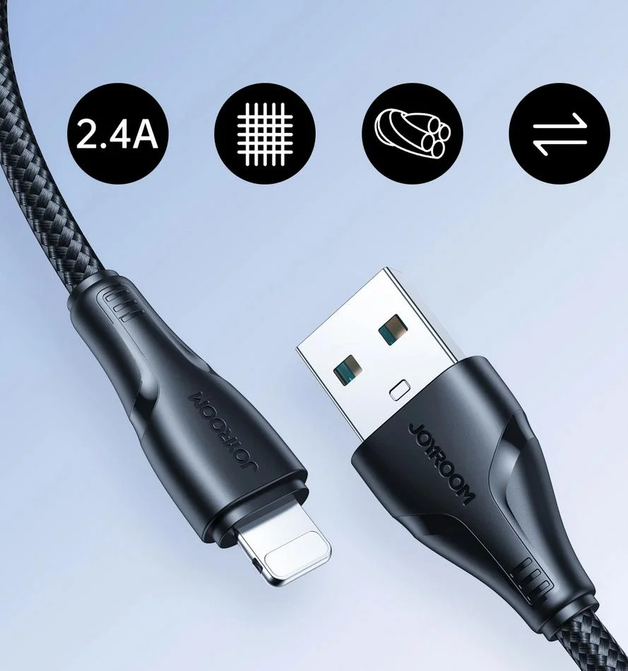 Kabel USB-A / Lightning Joyroom S-UL012A11 120cm 2.4A w oplocie czarny