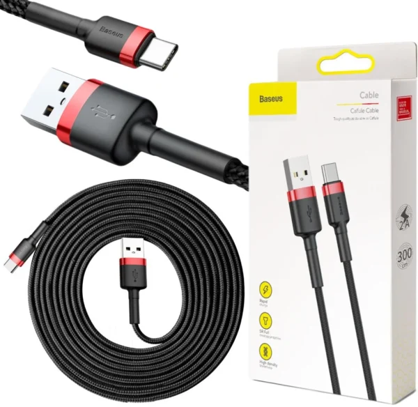 kabel usb a usb c baseus cafule catklf u91 300cm 2a qc 30 cz 360a2057d45c4a51bde9e8ff2e3b912b