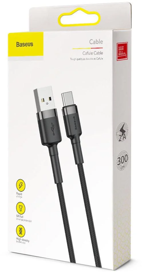 kabel usb a usb c baseus cafule catklf ug1 300cm 2a qc 30 cz b4c83b0e17714d32b76c93559e634066