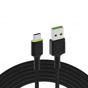 kabel usb a usb c green cell ray 200cm zielony led quick cha cf04d8b3e79e41faa9de01bd60db00ab