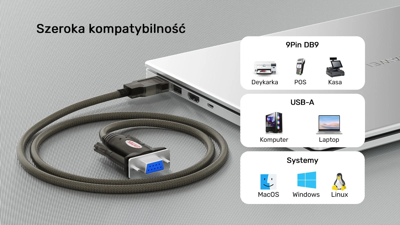 Kabel USB Unitek szeregowy USB-A do RS232 (DB9F)