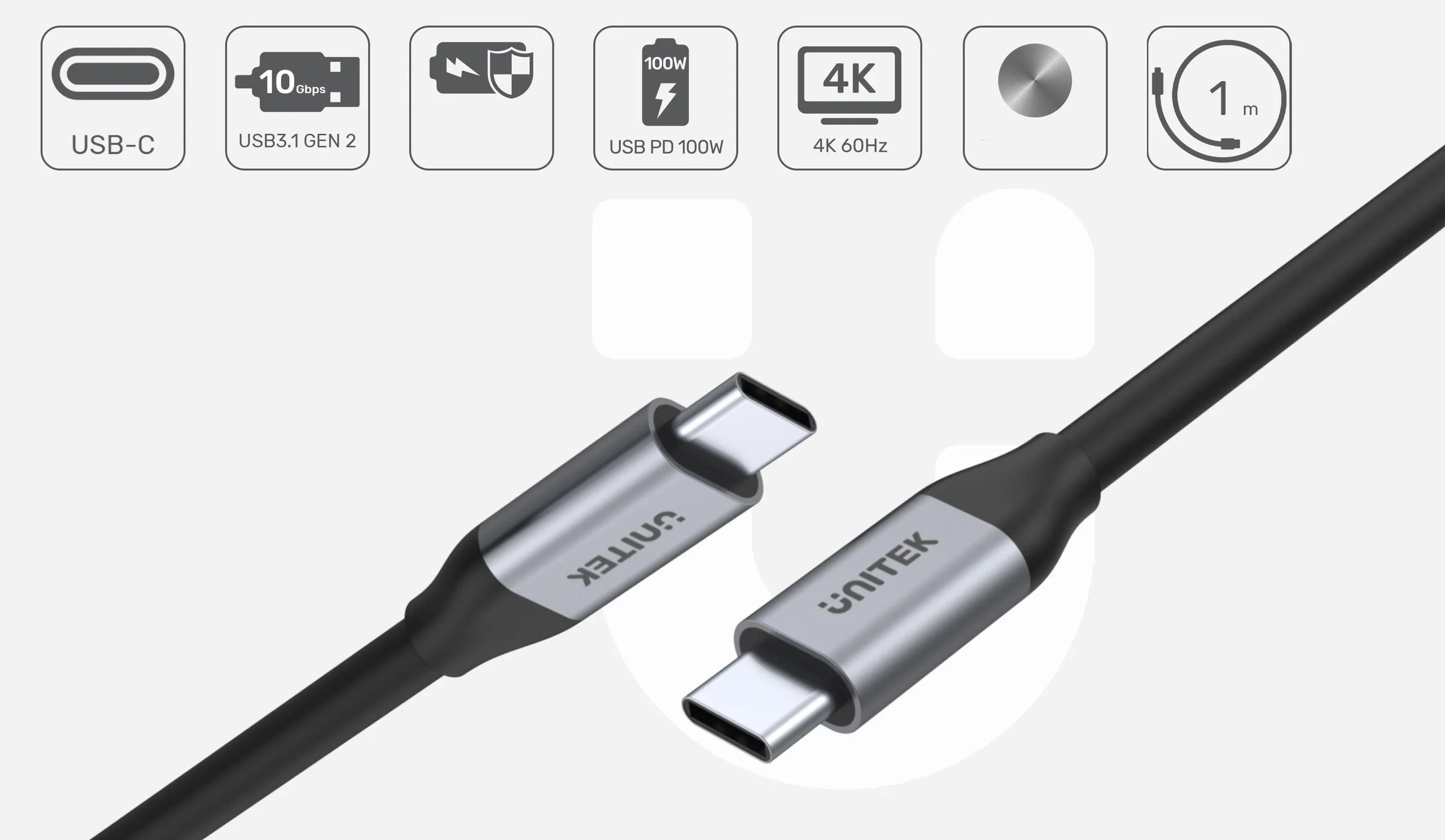 Kabel USB Unitek USB-C na USB-C 10Gbps 4K 60Hz 20V/5A