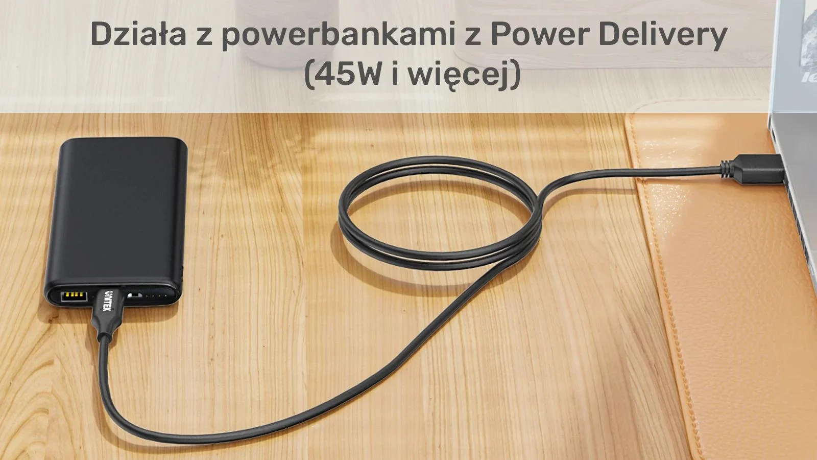 Kabel zasilający Unitek do Lenovo 65W USB-C - DC11*4,5mm