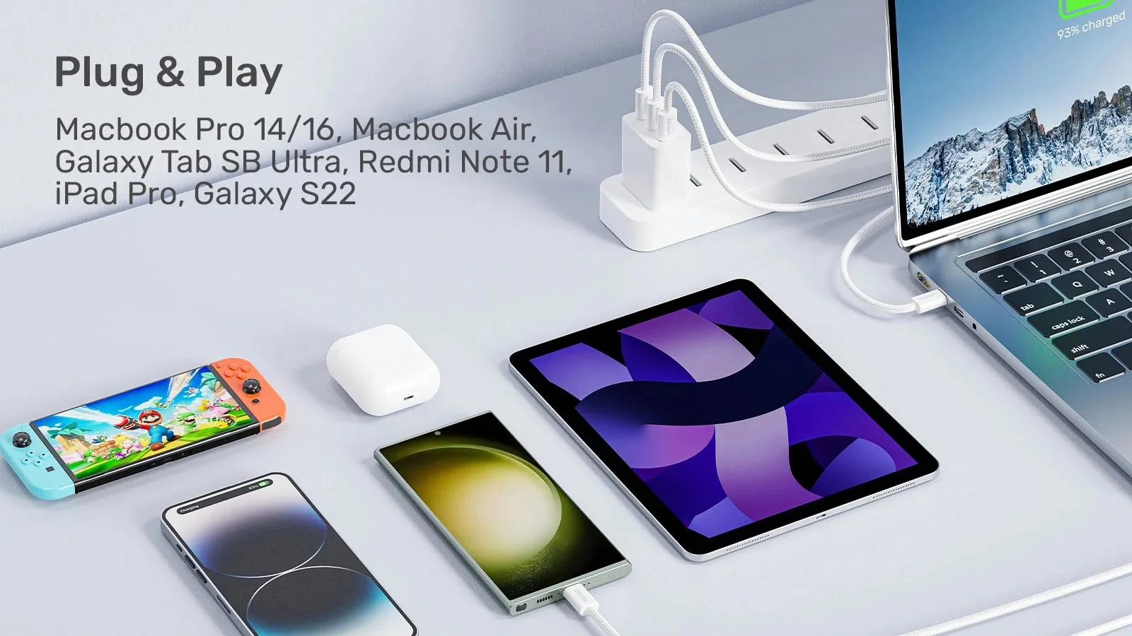 Kabel zwijany magnetycznie Unitek USB C PD 100W różowy 1m