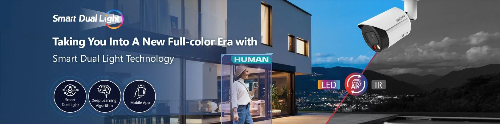 Technologia Dahua Smart Dual Light wykorzystuje inteligentny algorytm do precyzyjnego wykrywania obiektów.