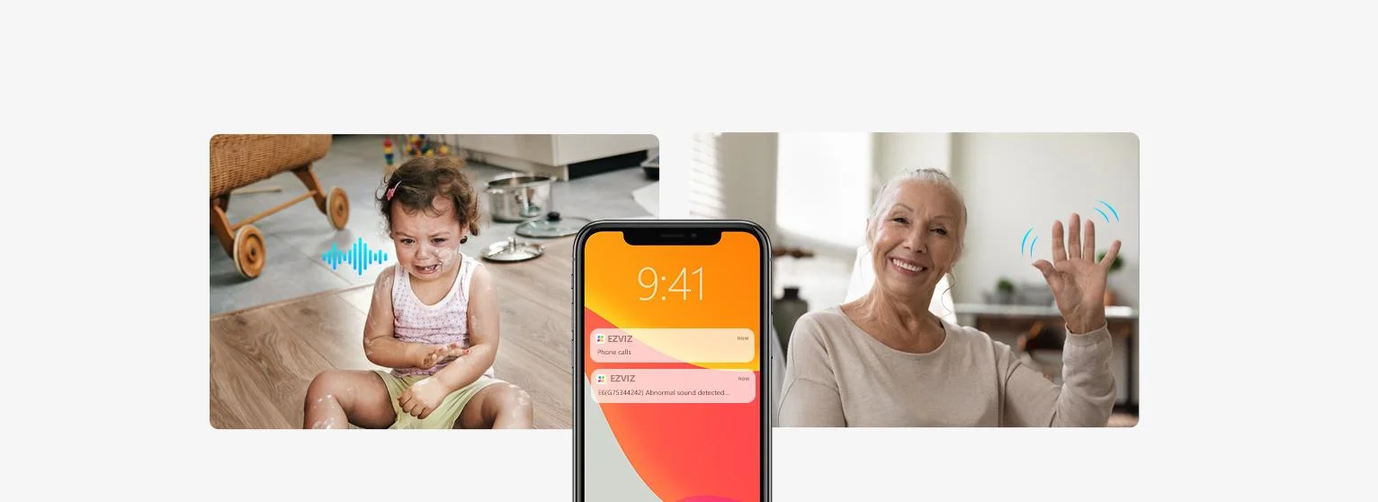 Inteligentna kamera domowa IP EZVIZ E6 3K Home Kit - wykrywanie głośnych dźwięków, rozpoznawanie gestu machania ręką