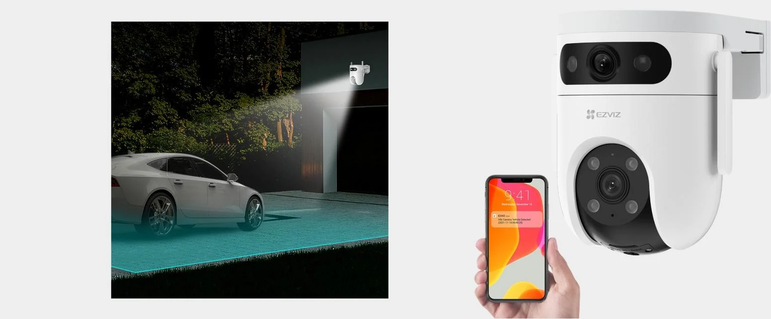 Dwuobiektywowa kamera IP EZVIZ H9C 3MPx + 3 MPx 2K z ulepszoną funkcją inteligentnego wykrywania ruchu pojazdów
