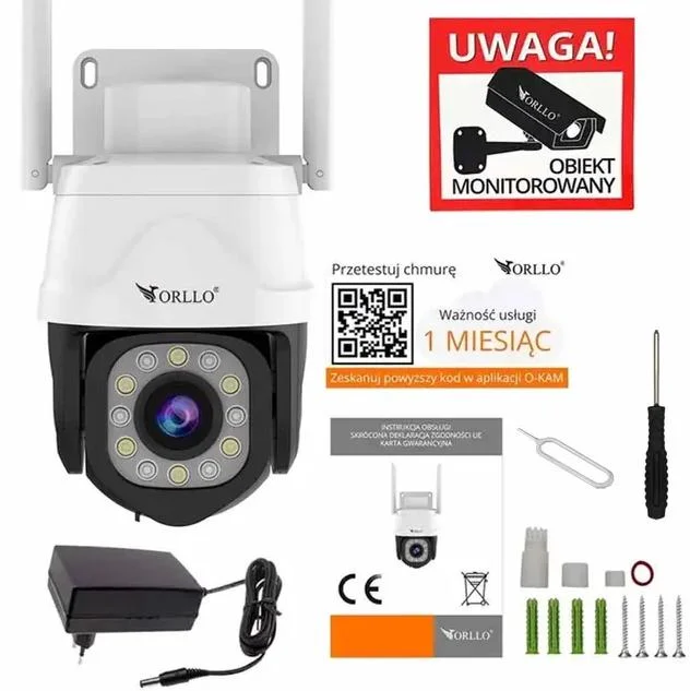 Kamera IP ORLLO Z17 PRO 4K - zawartość zestawu: