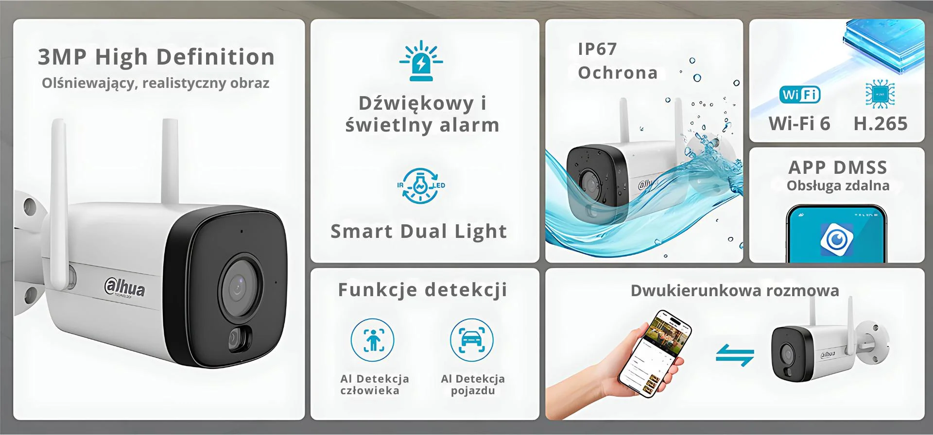 Kamera WI-FI Dahua IPC-HFW1339DTK1-SW-PV-0280B