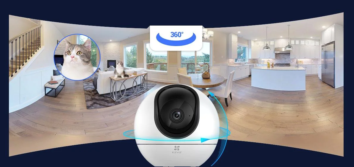 Inteligentna kamera domowa IP EZVIZ H6 3K Wi-Fi 360° - uchwyć każdy detal: zarówno w dzień, jak i w środku nocy!