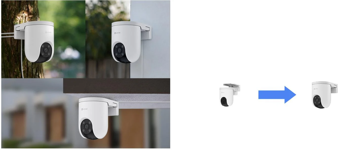 Kamera monitorująca 4G 2K 3MPx EZVIZ CS-H8c - zdejmowana płytka montażowa umożliwiająca łatwą instalację i demontaż