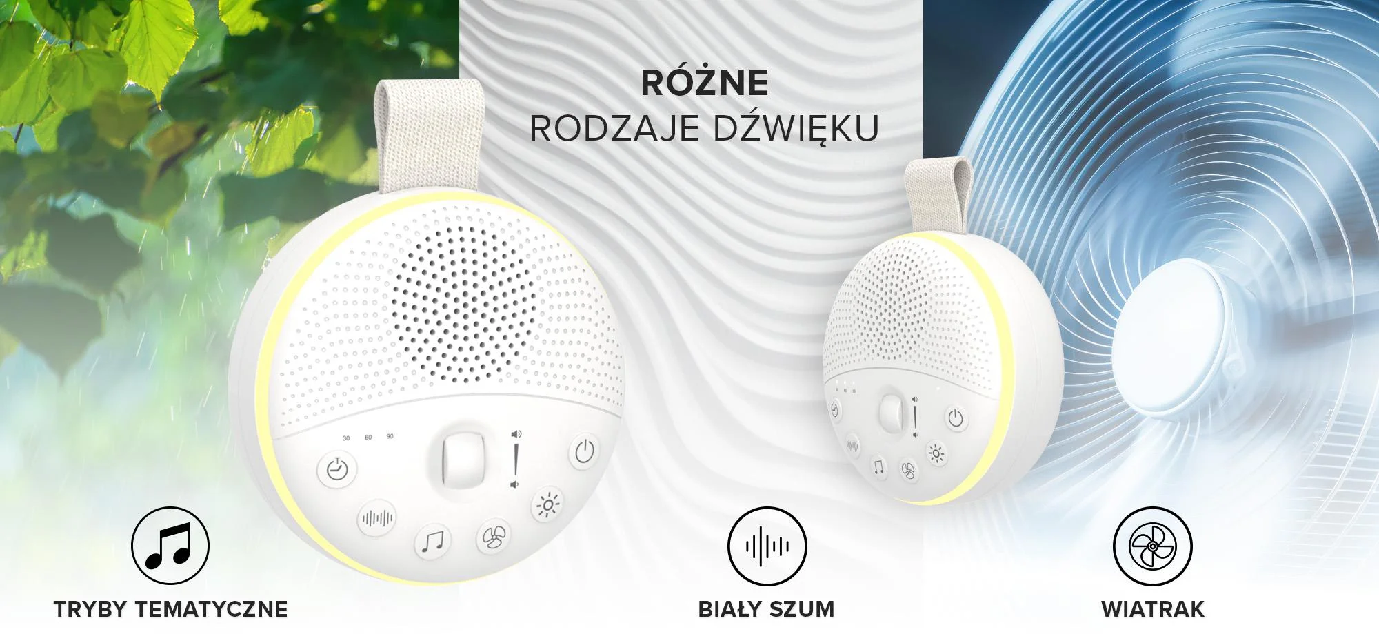 Lampka nocna LED Newell LunaWhisper z funkcją białego szumu