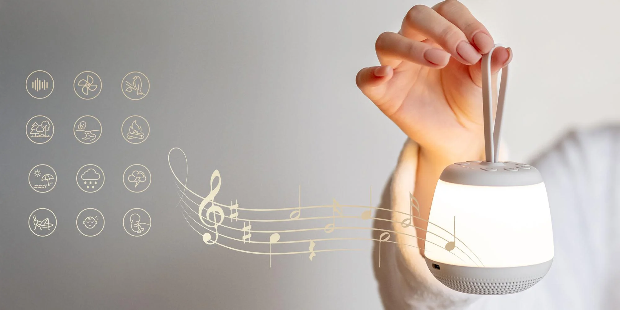 Lampka nocna LED Newell SeleneDream z funkcją białego szumu