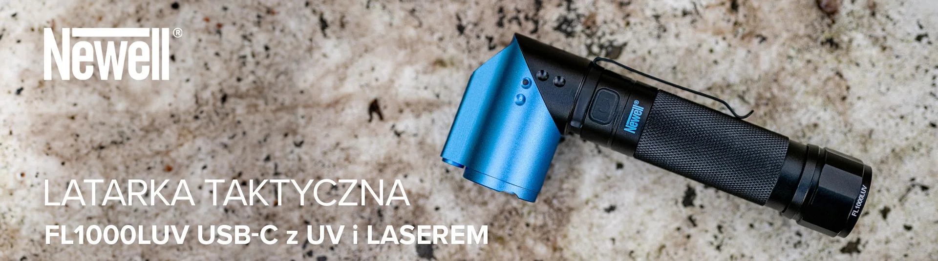 Latarka taktyczna Newell FL1000LUV USB-C z UV i laserem