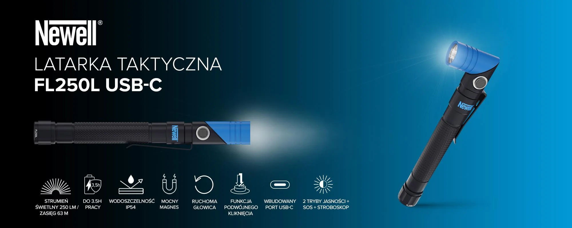 Latarka taktyczna Newell FL250L USB-C