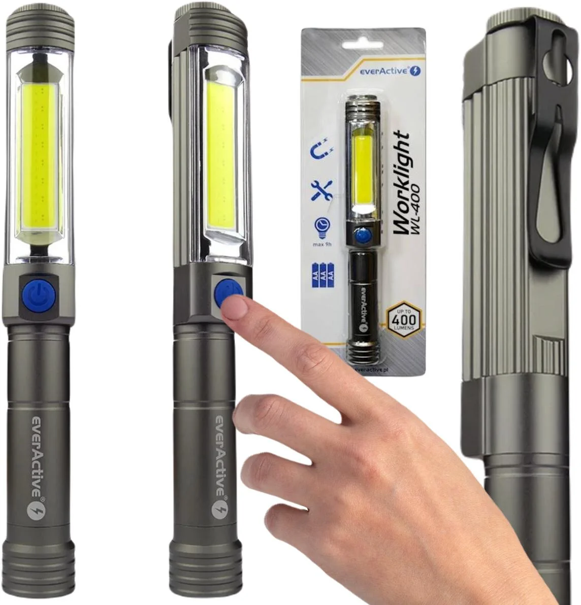 Latarka warsztatowa COB everActive WL-400 5W 400 lumenów IP54 z magnesem - specyfikacja i dane: