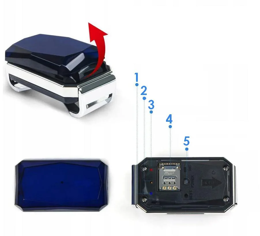 Lokalizator GPS dla zwierząt Mking MK12P - schemat budowy: