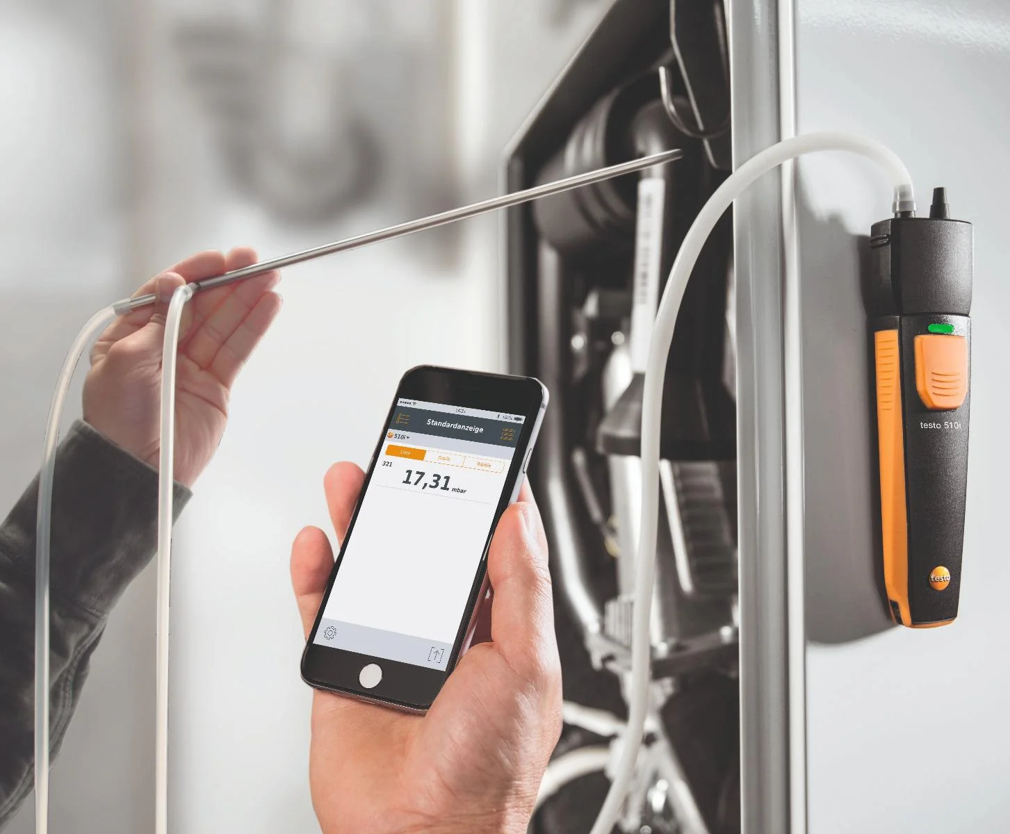 Testo 510i SmartSonda - elektroniczny manometr różnicowy do pomiaru różnicy ciśnień komatybilny z aplikacją mobilną