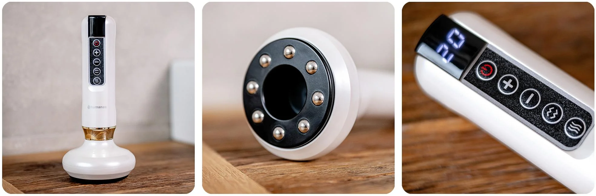 Masażer antycellulitowy z funkcją bańki chińskiej Humanas DermaSmooth - czerwony