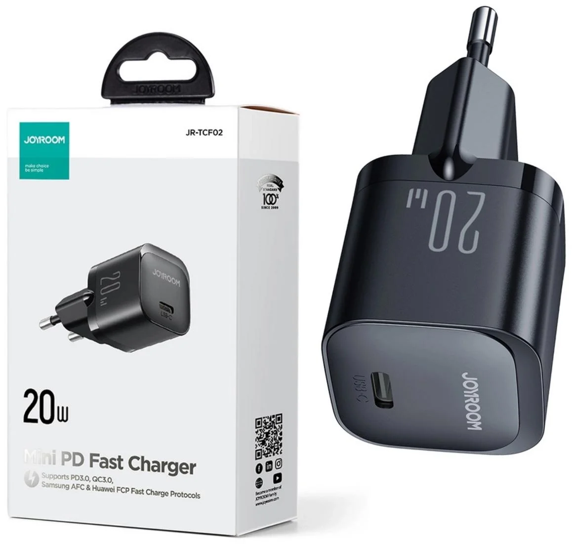 Mini ładowarka sieciowa Joyroom JR-TCF02 20 W PD 3.0 QC 3.0 1x USB-C - najważniejsze cechy: