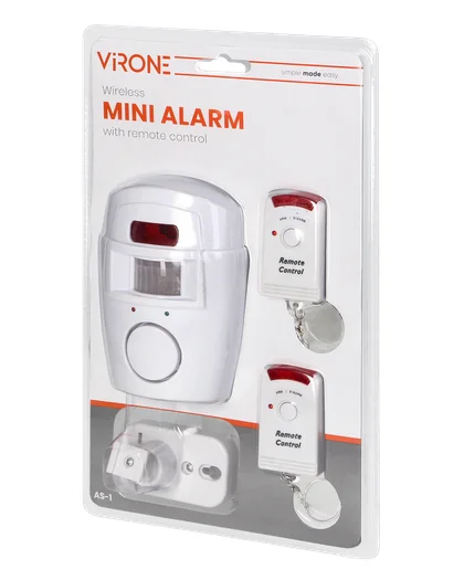 Mini alarm Virone bezprzewodowy z wbudowaną syreną, sterowany pilotem AS-1