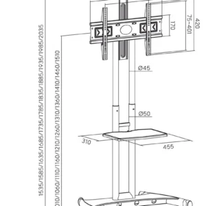 mobilny stojakuchwyt do tv 32 70 45kg s 12 art vesa 600400 0c475c5de8ca491a9b97732a91d98b63