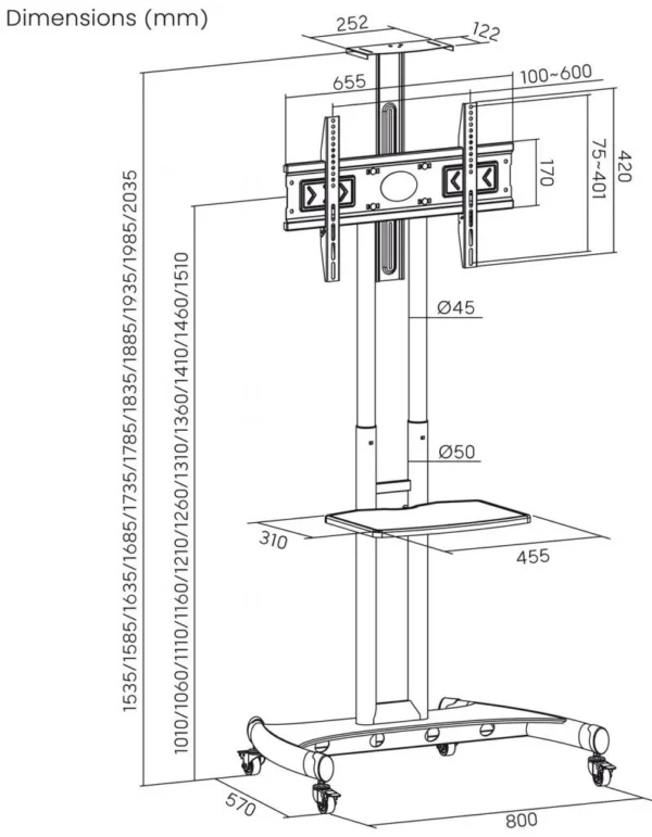 mobilny stojakuchwyt do tv 32 70 45kg s 12 art vesa 600400 0c475c5de8ca491a9b97732a91d98b63