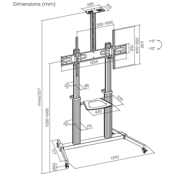 mobilny stojakuchwyt do tv 60 100 100kg s 15 al art vesa max 8070f7ac0d8f45c4b7ff945bd8a517e1