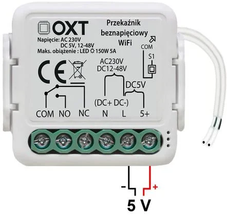 Moduł OXT mini przekaźnik beznapięciowy AC 230V DC 5V 12-48V WiFi TUYA