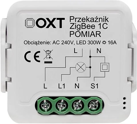 Moduł OXT przekaźnik 1 obw. pomiar 16A ZigBee TUYA T260P