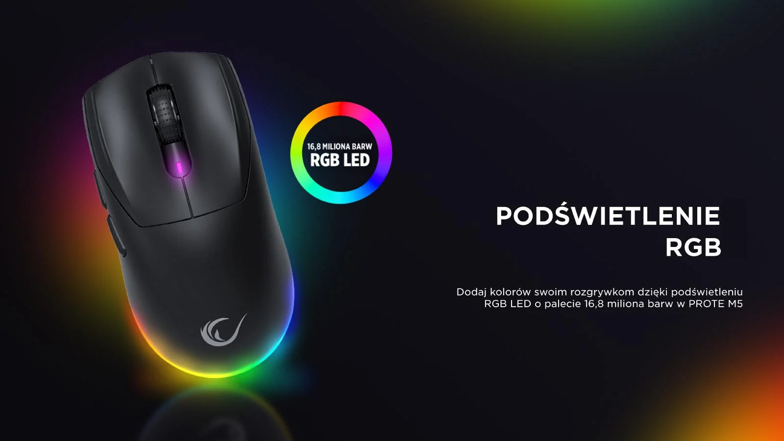 Mysz bezprzewodowa Rampage Prote M5 24000 DPI RGB LED 1K Hz biała