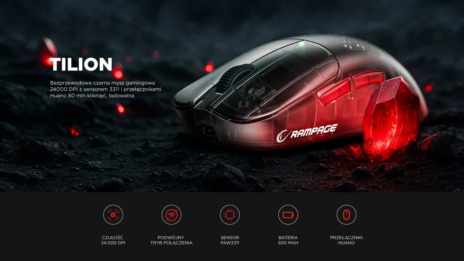 Mysz bezprzewodowa Rampage TILION Biała