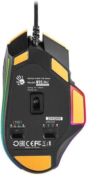 Mysz gamingowa A4Tech Bloody W95 Max USB Sports Lime - specyfikacja i dane techniczne: